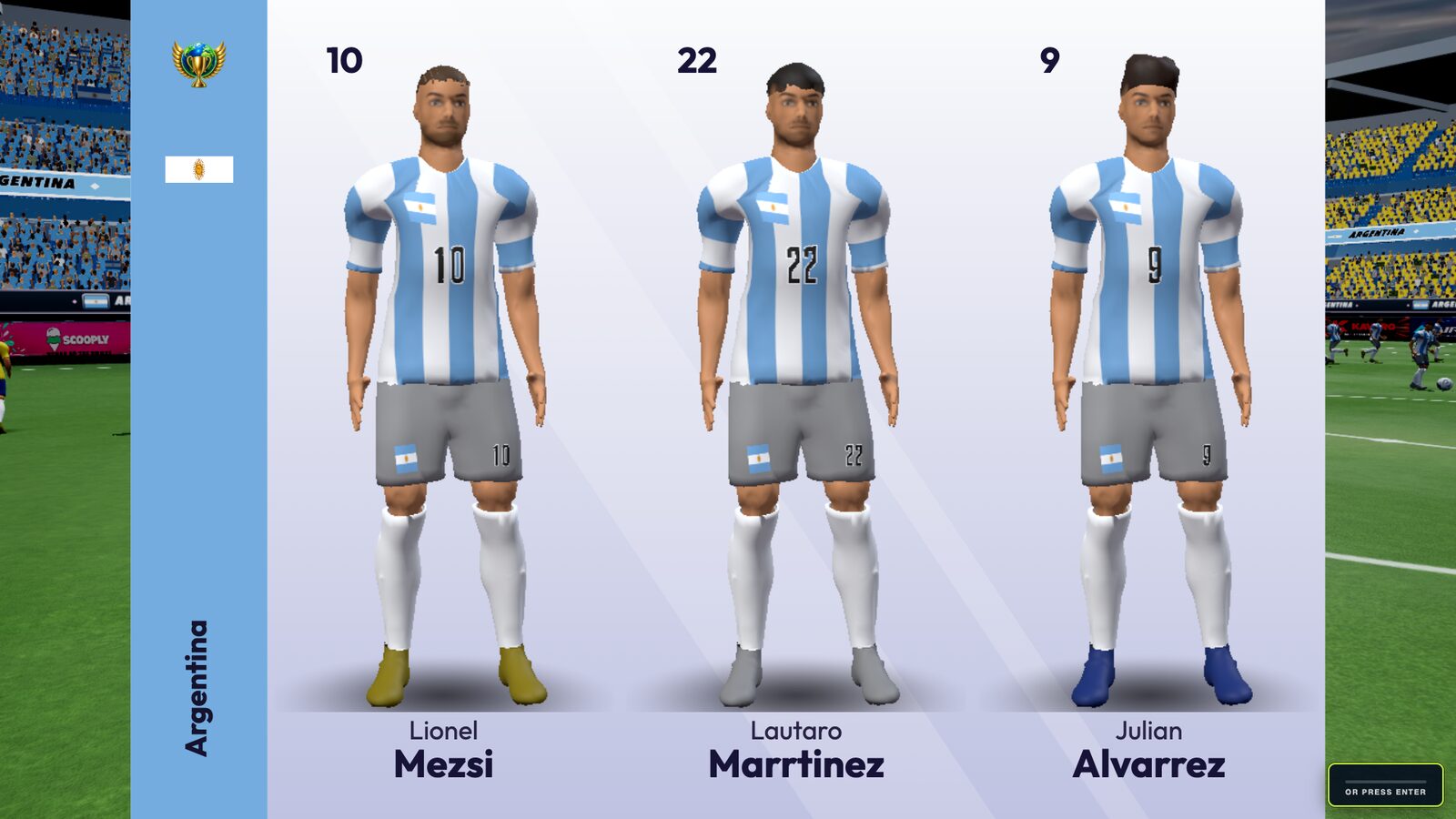 International Cup: player presentation cards
